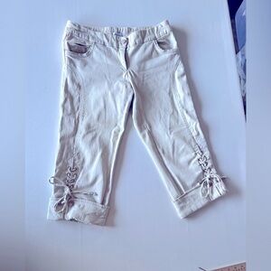 Iv. Cielo Vintage Y2K Beige Capris with Lace-Up Cuffs sz L